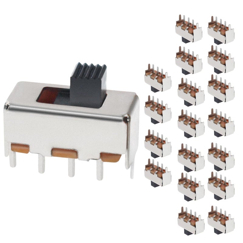 WOWOONE مفتاح انزلاقي صغير SPDT - (1P2T) موضعين - 20 قطعة 3 مم عمودي صغير مع مقبض مرتفع للوحة Breadboard PCB Arduino - Image 1